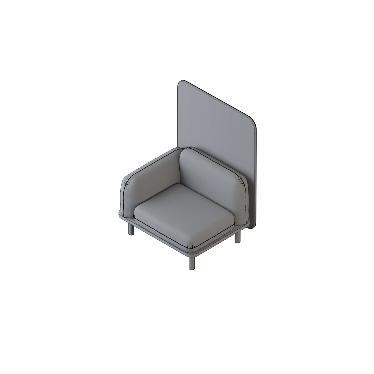 Soft - 24005R-B
right arm privacy
COM 9.25
arms 1.25,
back 1.5, base 1.5,
seat 2.5, panel 3